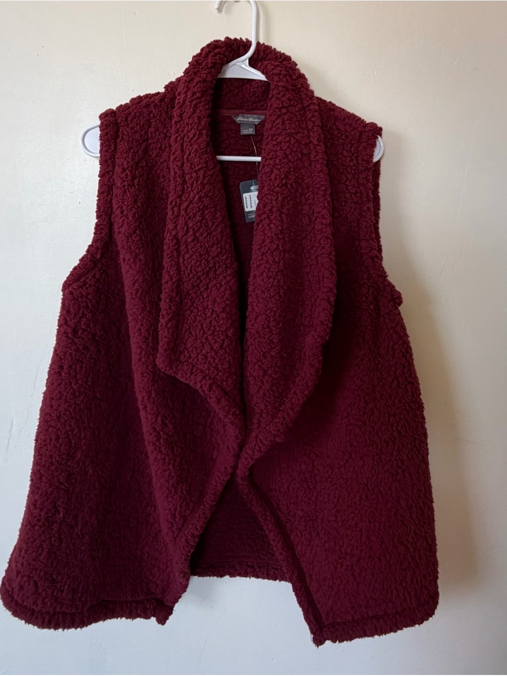 Eddie Bauer Plush Shawl Collar Vest - Wine